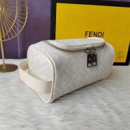 Fendi Make-up Bag with Handle In FF Motif Fabric White