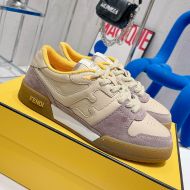 Fendi Match Compact Sneakers In Suede Beige
