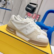 Fendi Match Compact Sneakers In Suede White