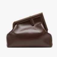 Fendi Medium First Bag In Nappa Leather Coffee