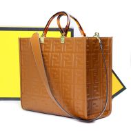 Fendi Medium Sunshine Shopper Bag In FF Motif Nappa Leather Brown