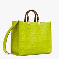 Fendi Medium Sunshine Shopper Bag In FF Motif Nappa Leather Green