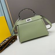 Fendi Mini Peekaboo Iconic Bag In Stitching Calf Leather Green