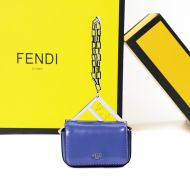 Fendi Nano F Bag In Calf Leather Blue
