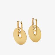 Fendi O'Lock Circular Earrings In Metal Gold