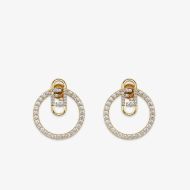 Fendi O'Lock Hoop Earrings In Crystals Metal Gold