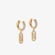 Fendi O'Lock Hoop Pendant Earrings In Crystals Metal Gold