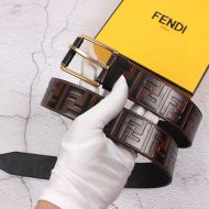Fendi Pin Buckle Belt In FF Motif Nappa Leather Brown/Bronze