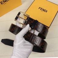 Fendi Pin Buckle Belt In FF Motif Nappa Leather Brown/Gold