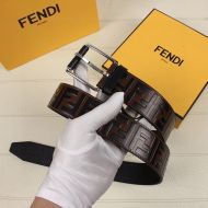 Fendi Pin Buckle Belt In FF Motif Nappa Leather Brown/Silver