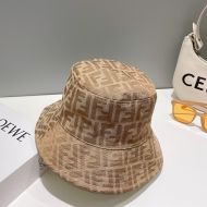 Fendi Reversible Bucket Hat In FF Motif Cotton Khaki/Beige