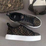 Fendi Rise Sneakers In FF Motif Fabric Coffee