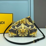 Fendi Small First Bag In Fendace Baroque Fabric Brown