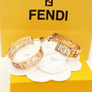 Fendi Small Sigature Hoop Earrings In Metal Rose Gold