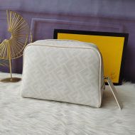 Fendi Toiletry Bag In FF Motif Fabric White