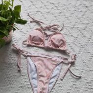 Fendi Halterneck Bikini Women Logo Print Lycra Pink