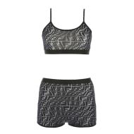 Fendi Underwear Set Women FF Fish-Eye Motif Lycra Black