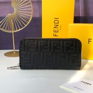 Fendi Zip Around Wallet In FF Motif Nappa Leather Black