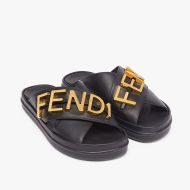 Fendi Fendigraphy Crossover Slides Women Leather Black