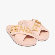 Fendi Fendigraphy Crossover Slides Women Leather Pink