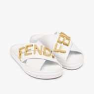 Fendi Fendigraphy Crossover Slides Women Leather White
