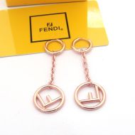 F is Fendi Chain Pendant Earrings In Metal Rose Gold