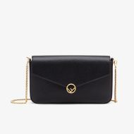 F is Fendi Chain Pouch In Calf Leather Black