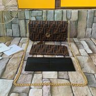 F is Fendi Chain Pouch In FF Motif Nappa Leather Brown