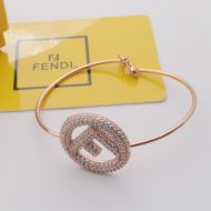 F is Fendi Clip Bracelet In Crystal Metal Rose Gold