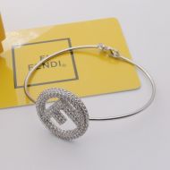 F is Fendi Clip Bracelet In Crystal Metal Palladium