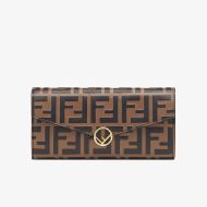 F is Fendi Continental Wallet In FF Motif Calf Leather Brown