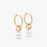 F Is Fendi Hoop Earrings In Metal with Pearls Gold