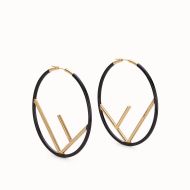 F is Fendi Large Hoop Earrings In Enameled Metal Black