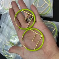 F is Fendi Large Hoop Earrings In Enameled Metal Green