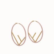 F is Fendi Large Hoop Earrings In Enameled Metal Pink