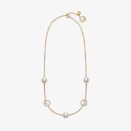 F is Fendi Pearls Chain Necklace In Metal Gold
