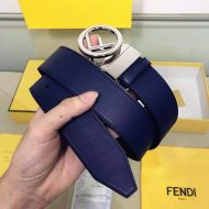 F is Fendi Buckle Reversible Belt In Calf Leather Navy Blue/Black