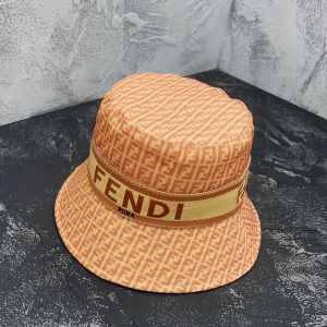 Fendi Bucket Hat In Fendi Roma and FF Motif Cotton Apricot