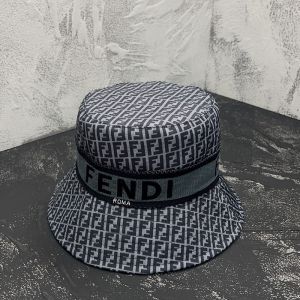 Fendi Bucket Hat In Fendi Roma and FF Motif Cotton Black
