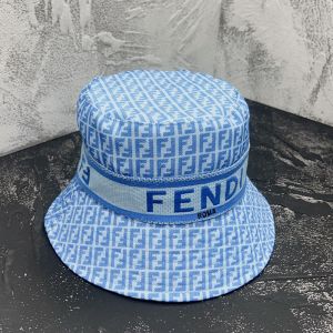 Fendi Bucket Hat In Fendi Roma and FF Motif Cotton Blue