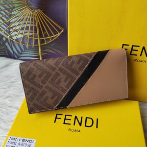 Fendi Continental Wallet In FF Motif Fabric Brown/Black