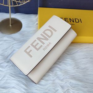 Fendi Continental Wallet In ROMA Logo Calf Leather White