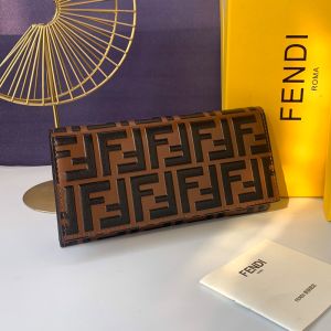 Fendi Continental Wallet In FF Motif Nappa Leather Brown