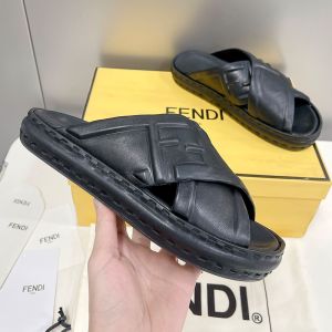Fendi Crossover Slides Women FF Motif Leather Black