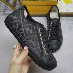 Fendi Domino Sneakers Unisex FF Motif Fabric Black