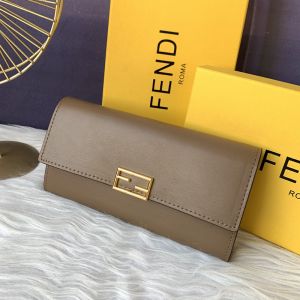 Fendi FF Continental Wallet In Calf Leather Grey