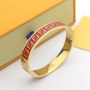 Fendi FF Ragid Bracelet In Enameled Metal Red/Gold