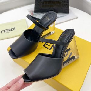Fendi First High Heel Sandals In Calf Leather Black