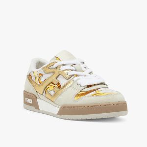 Fendi Match Compact Sneakers Unisex Fendace Suede White