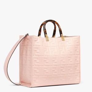 Fendi Medium Sunshine Shopper Bag In FF Motif Nappa Leather Pink